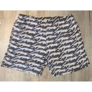 Supreme Script Logo Water Shorts Black White Mens Small Swim Trunks Nylon Mesh